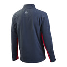 Ram Rugby Custom Micro Fleece Jacket in navy blue, 220gsm polyester, high collar with full-length zip, standard fit