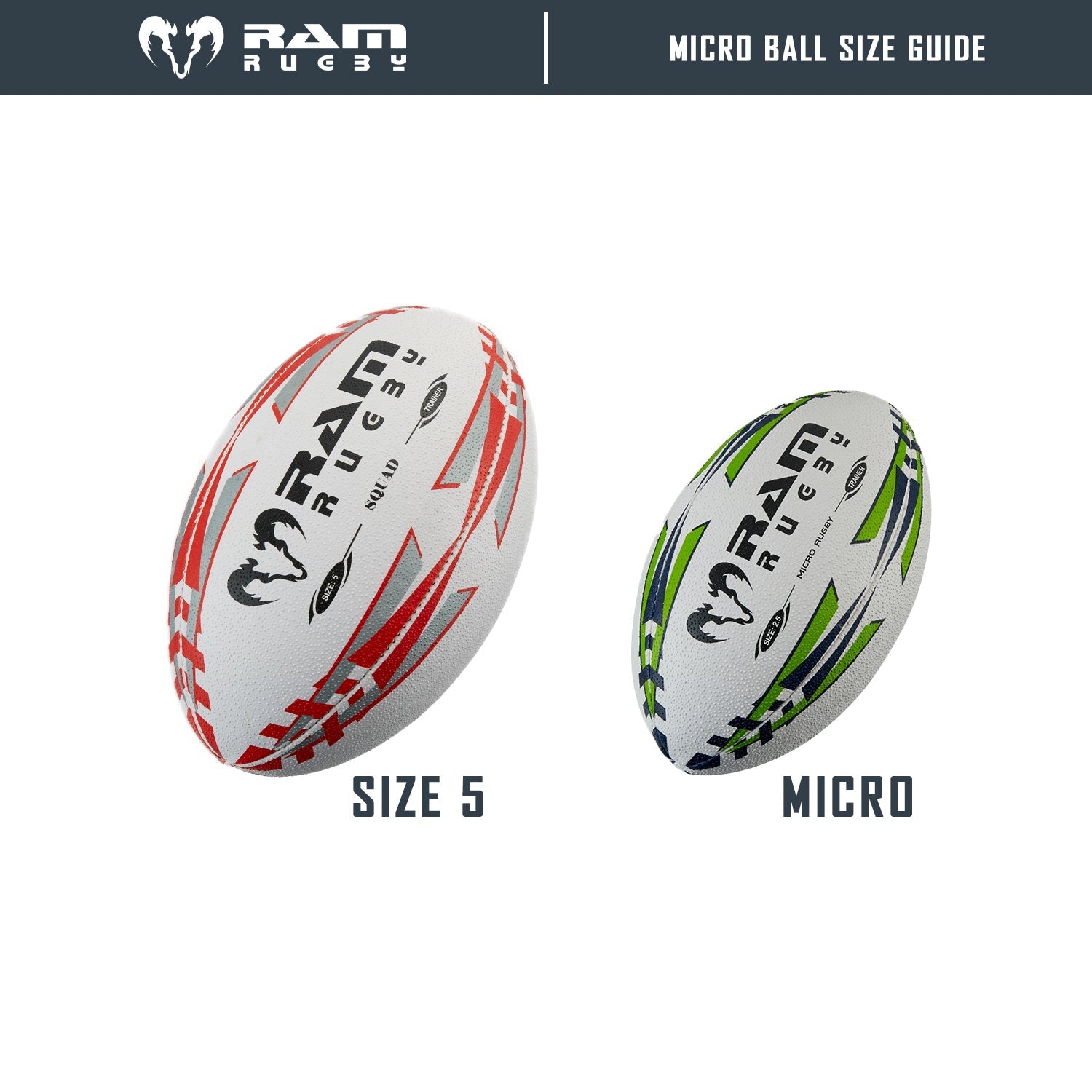Ram Rugby Micro Rugby Trainer Ball Size 2.5 in vibrant blue with 3D grip surface for kids ages 4-6 training and play