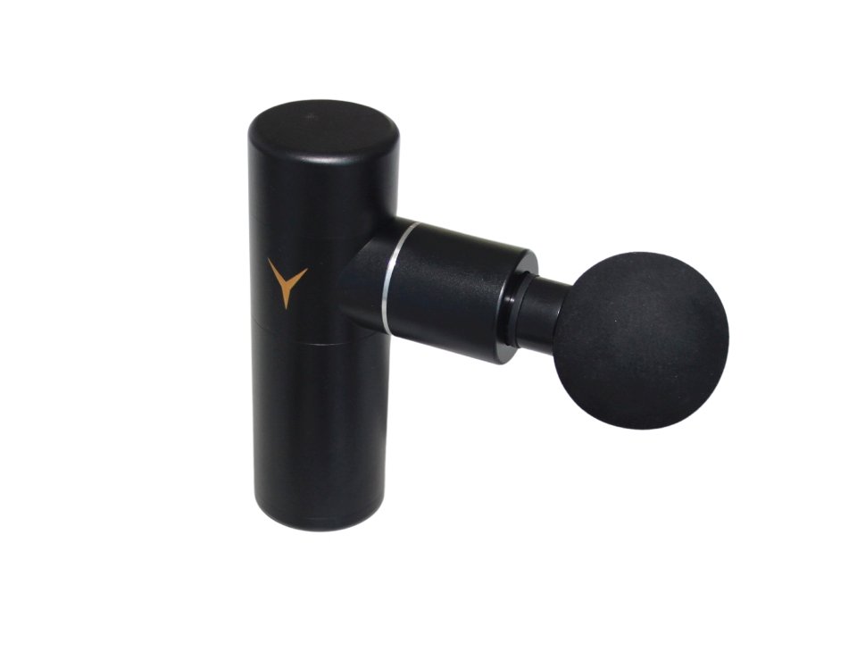 MyoMaster MyoLite Mini Massage Gun in matte black, compact and lightweight muscle recovery device for targeted relief