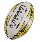 Ram Rugby Pass Developer weighted training ball in durable 5-ply cotton canvas with 3D grip, designed to improve rugby passing skills