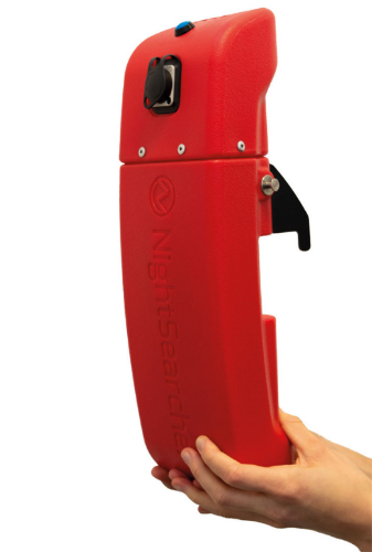 Nightsearcher Solaris Megastar Lithium-Ion spare battery in black casing, lightweight 18 A/H for LED floodlights with charger plug.