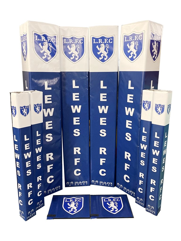 Ram Rugby custom digitally printed rugby post protectors bundle with vibrant full-color padding for high visibility and branding