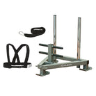 Ram Rugby Power Sled with adjustable harness and weighted base for indoor rugby fitness and athletic power training exercises