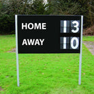 Ram Rugby Premier Scoreboard with durable timber frame and flip numbers for rugby scores up to 99, 1.52m x 91cm size