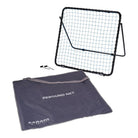 Crazy Catch Ram Rugby Single Rebound Net shown angled with rubber feet, lightweight frame, ideal for rugby training drills