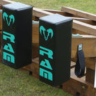Set of four black Ram Rugby replacement scrum machine pads for Junior and Senior models, designed for rugby training equipment.