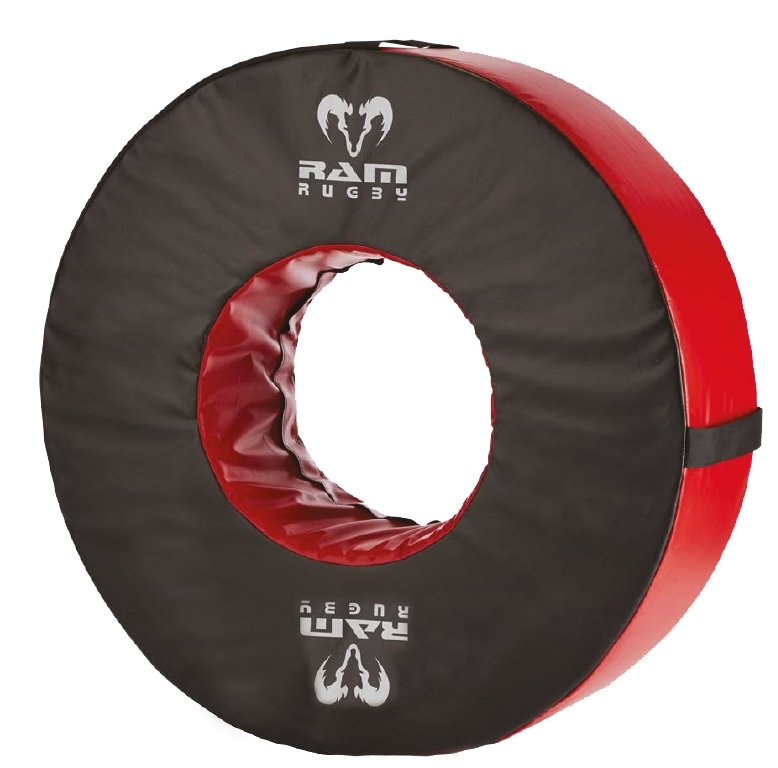 Ram Rugby Roller Tackle Bag in durable black vinyl, designed for realistic rugby training, 10KG and 15KG options available.