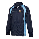 Ram Rugby showerproof jacket in navy blue, water-resistant polyurethane coated polyester with high collar for outdoor use