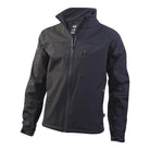 Ram Rugby black softshell jacket with waterproof breathable fabric, full zip, chest and side pockets for storage