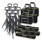 Nightsearcher Solaris Megastar 20K LED rechargeable floodlight showing adjustable lighting modes and weatherproof design outdoors