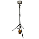 Nightsearcher Solaris Megastar LED floodlight mounted on heavy-duty adjustable aluminium tripod extended to 3.5m height
