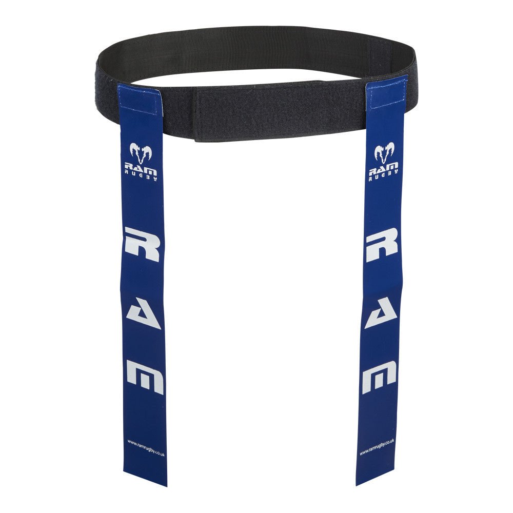 Ram Rugby Tag Rugby Set showing 10 large adjustable belts and 20 durable PVC tags for training drills and skills development