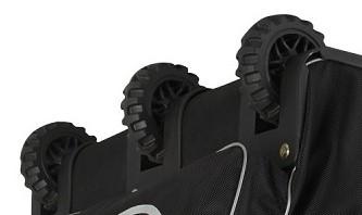 Ram Rugby Team Kit Bag Pro in black Cordura with three wheels, large end straps, and spacious storage for sports gear