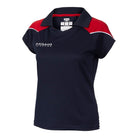 Ram Rugby Technical Polo Shirt in navy blue with moisture-wicking fabric, UPF 30+ sun protection, and 3-button placket collar