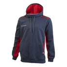 Ram Rugby women's navy red hooded sweatshirt in cotton blend with regular fit, front pouch pocket, and drawstring hood